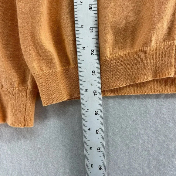 Talbots Cardigan Womens Sz M Orange Sweater Ruffle V Neck Wool Blended Button Up - Picture 4 of 12
